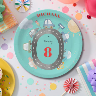 Assiettes En Carton Voitures et véhicules sur la route d'anniversaire 