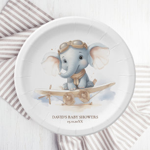 Assiettes En Carton Voler dans des lisses adorables : Aquarelle élépha