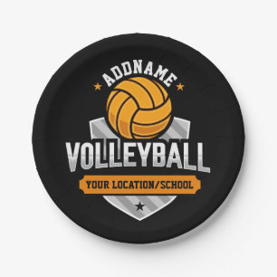Assiettes En Carton Volleyball AJOUTER TEXTE École Varsity Team Joueur