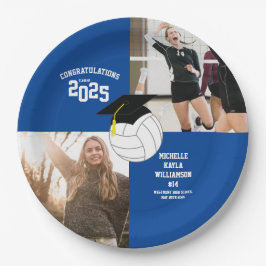 Assiettes En Carton Volleyball Graduation Sports Blue