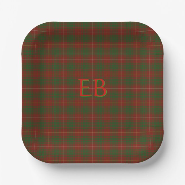 Assiettes En Carton Vos initiales sur Bruce Clan tartan (Recto)