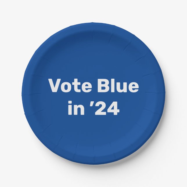 Assiettes En Carton Vote Blue en 2024 (Devant)