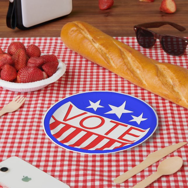 Assiettes En Carton Vote En Amérique (Pique-nique)