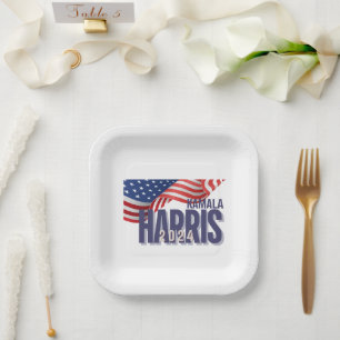 Assiettes En Carton Vote Harris Election 2024