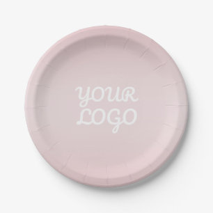 Assiettes En Carton Votre logo & Élégant Ombré Rose Blush Moderne