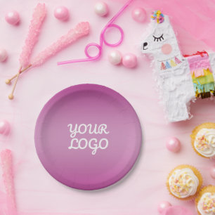 Assiettes En Carton Votre logo & Moderne Simple Ombre Violet