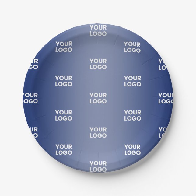 Assiettes En Carton Votre logo Simple Répétition Logo Marine Blue Grad (Devant)