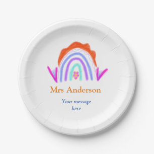 Assiettes En Carton Votre message e ajouter nom de texte rainbow profe