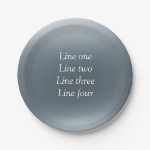 Assiettes En Carton Votre message ici gris fond métallisé bleu