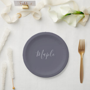 Assiettes En Carton Votre nom   Écriture lavande élégante sur violet b