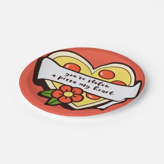 Assiettes En Carton vous avez volé mon coeur de pizza (Angle)