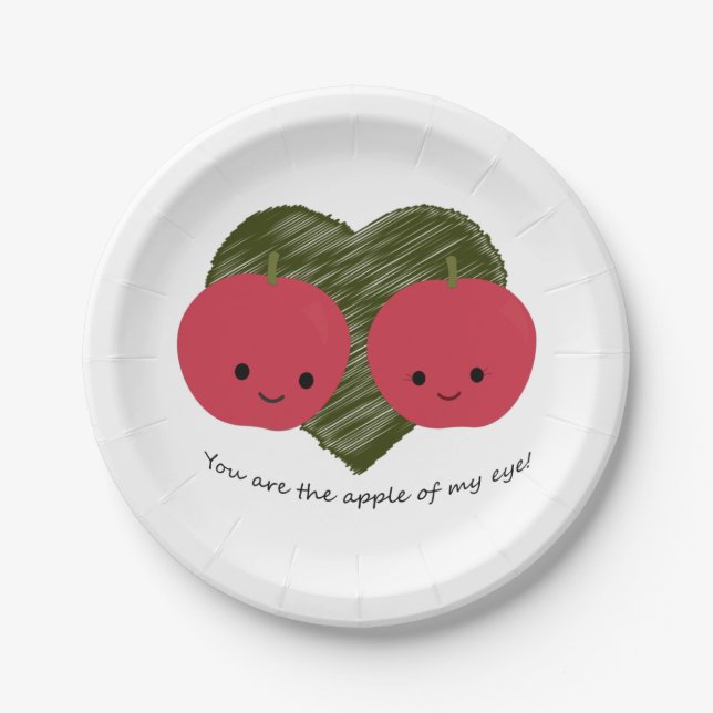 Assiettes En Carton Vous êtes la pomme de mon oeil (Devant)