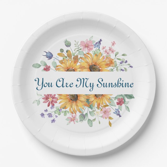 Assiettes En Carton Vous êtes ma citation Sunshine et Sunflower (Devant)