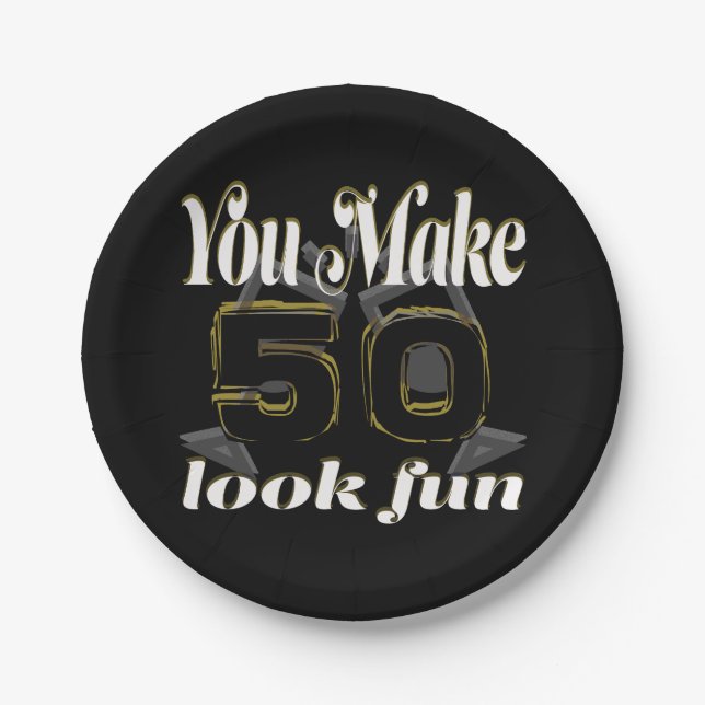 Assiettes En Carton Vous Faites 50 Look Amusants Salutations Anniversa (Devant)