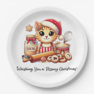 Assiettes En Carton Vous souhaitons un Noël félin