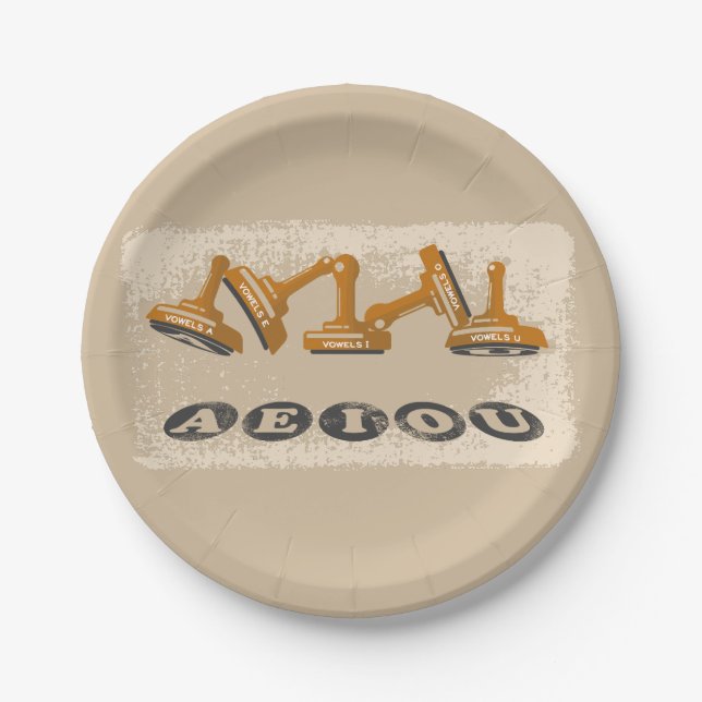 Assiettes En Carton Vowels AEIOU (Devant)