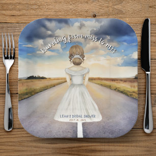 Assiettes En Carton Voyage de Miss à Mrs Shower de Mariée
