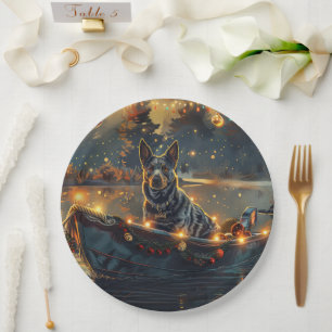 Assiettes En Carton Voyage de Noël festif Blue Heeler