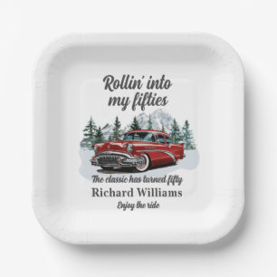 Assiettes En Carton Voyage Voiture Rétro Classique 50e Anniversaire