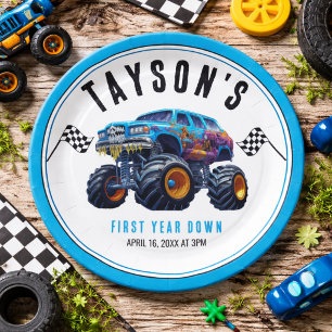 Assiettes En Carton Vroom Zoom Monster Truck Boom 1ère Fête d'annive