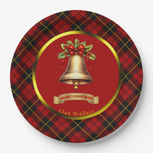 Assiettes En Carton Wallace Tartan Noël personnalisé