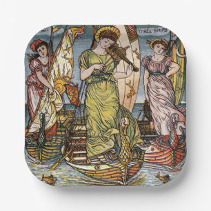 Assiettes En Carton Walter Crane Ships, Dames gracieuses, Art Nouveau