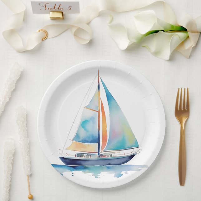 Assiettes En Carton Watercolor (Mariage)