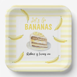 Assiettes En Carton Watercolor Banana Cake fête d'anniversaire