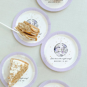 Assiettes En Carton Watercolor Disco Ball fête d'anniversaire