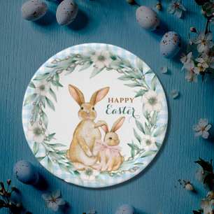 Assiettes En Carton Watercolor Floral Wreath Happy Pâques