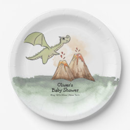 Assiettes En Carton Watercolor Magic Dragon Mountain Boy Baby shower