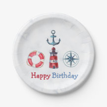 Watercolor Nautical Boy Fête d'anniversaire