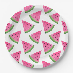 Assiettes En Carton Watercolor Watermelon Motif