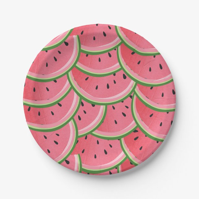 Assiettes En Carton Watermelon anniversaire Papier Plaques été Melon (Devant)