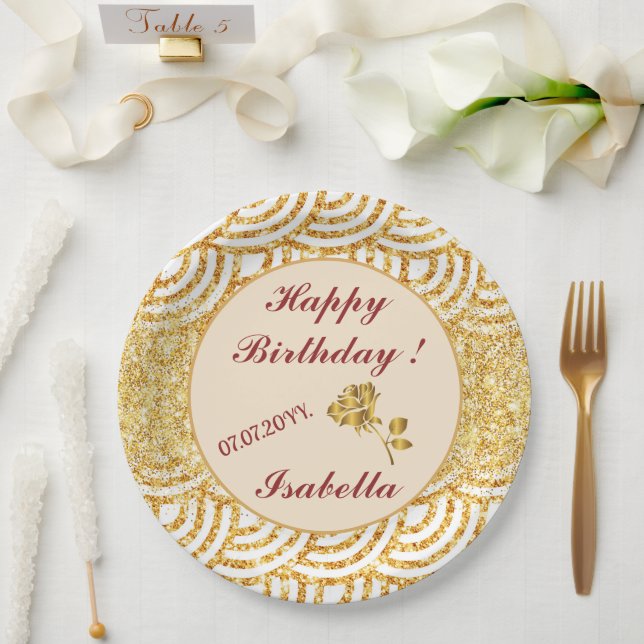 Assiettes En Carton Wave Gold Sun Parties scintillant Boho Populaire C (Mariage)