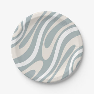 Assiettes En Carton Wavy Loops Retro Moderne Motif Abstrait