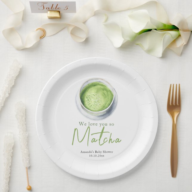 Assiettes En Carton We love you so Matcha Baby Shower (Mariage)
