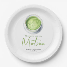 Assiettes En Carton We love you so Matcha Baby Shower