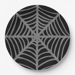 Assiettes En Carton Webs d'araignée d'Halloween noir et blanc