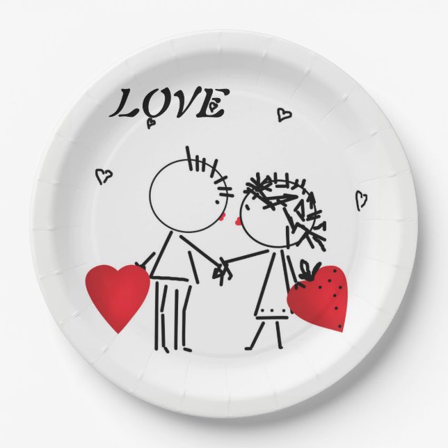 Assiettes En Carton Wedding , day Valenine , love (Devant)