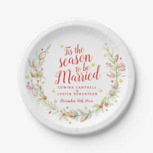 Assiettes En Carton Wedding watercolor winter cones and berries