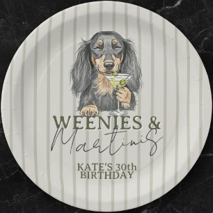 Assiettes En Carton Weenies tirés à la main et Martinis Dachshund