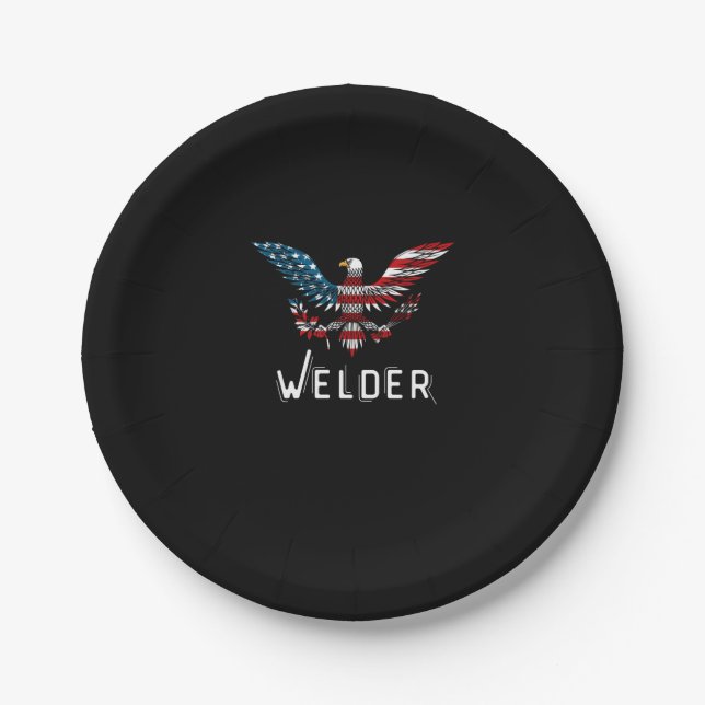Assiettes En Carton Welder Usa Flag (Devant)