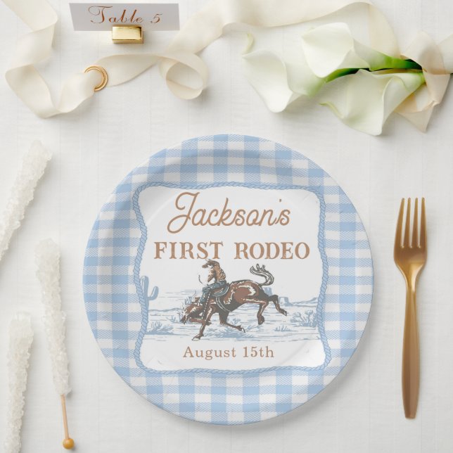 Assiettes En Carton Western Blue Cowboy Rodeo Birthday Paper Plate (Mariage)