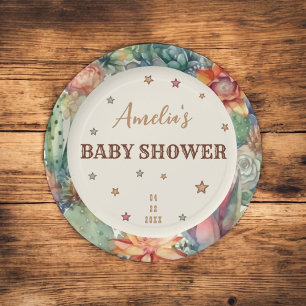 Assiettes En Carton Western Boy A Little Cowboy Baby shower Brown