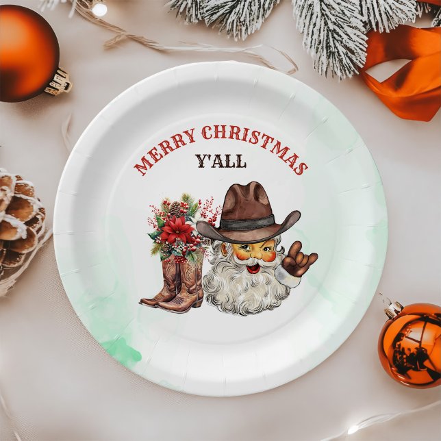 Assiettes En Carton Western Cowboy Père Noël (Créateur téléchargé)