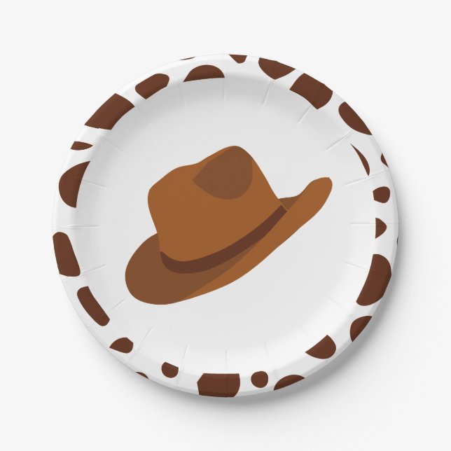 Assiettes En Carton Western Rodeo Brown Cowboy Anniversaire (Devant)
