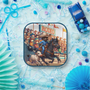 Assiettes En Carton Western Rodeo Cowboy Calf Roping