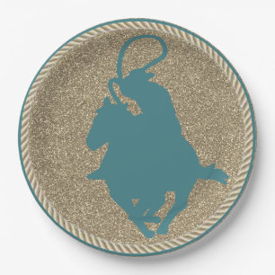 Assiettes En Carton Western Rodeo Cowboy Cowgirl Roping
