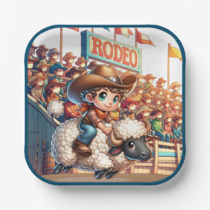 Assiettes En Carton Western Rodeo Cowboy Mutton Buston